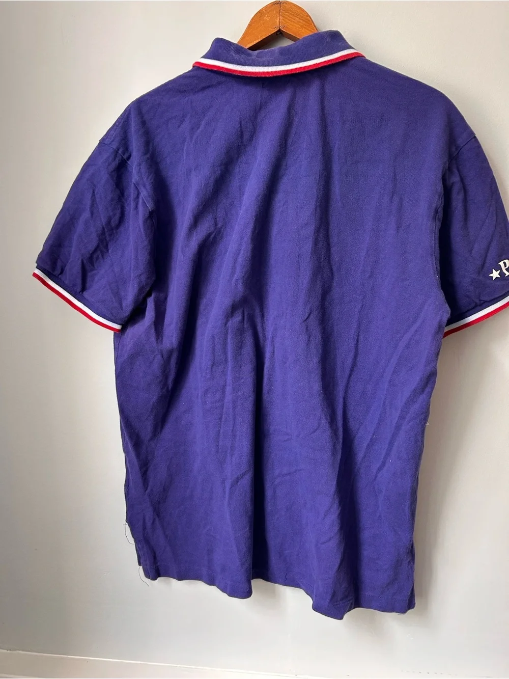 Y2K Vintage Polo Ralph Lauren Men's Red, White, Blue Polo 2XL‎ Custom Slim Fit